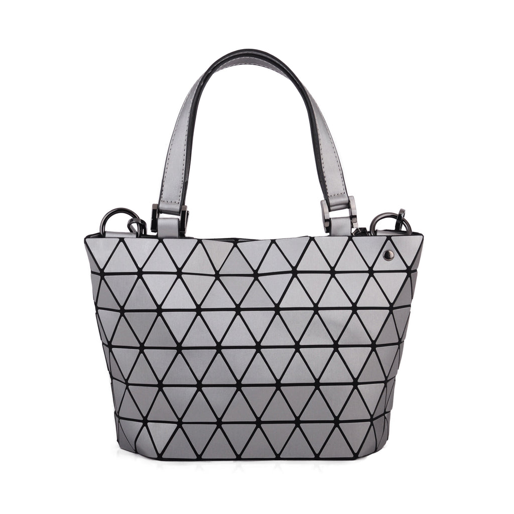 Front of Silver Small Flexible Geometric Matte Tote Crossbody | Most Wanted USA