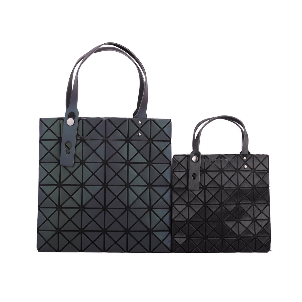 Back of Dark Iridescent Mommy and Me Geometric Matte MIni Tote Bag | Most Wanted USA