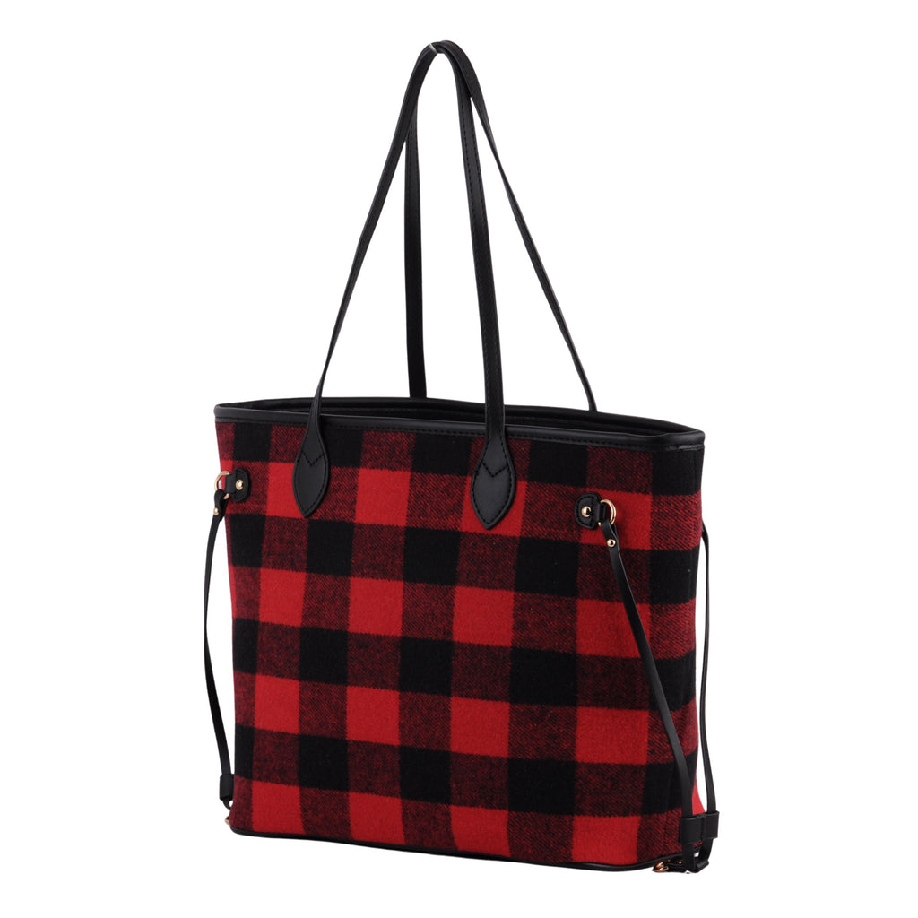 Side of Red Buffalo Plaid Large Tote | Most Wanted USA
