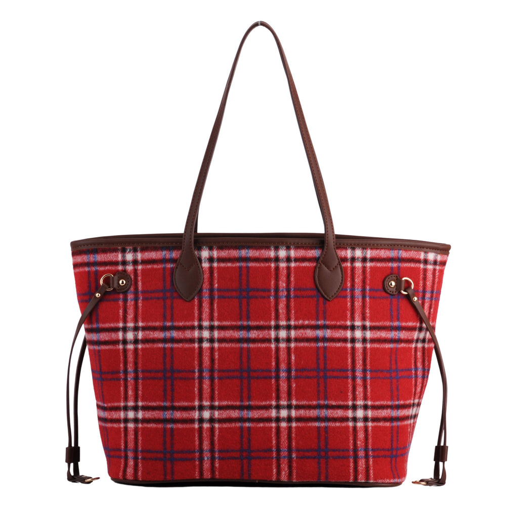 Back of Red Royal Stewart Plaid Large Tote | Most Wanted USA