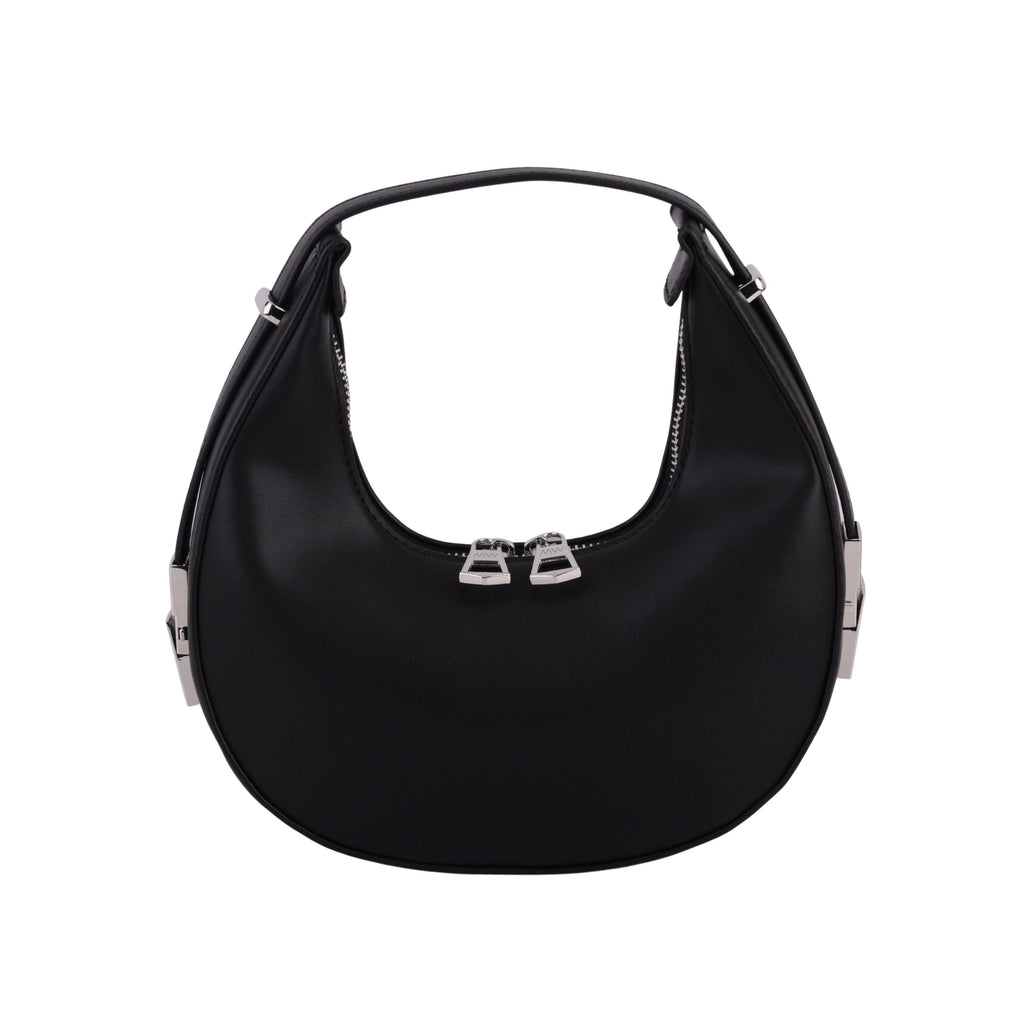 Front of Black Mini Convertible Moon Hobo Bag | Most Wanted USA
