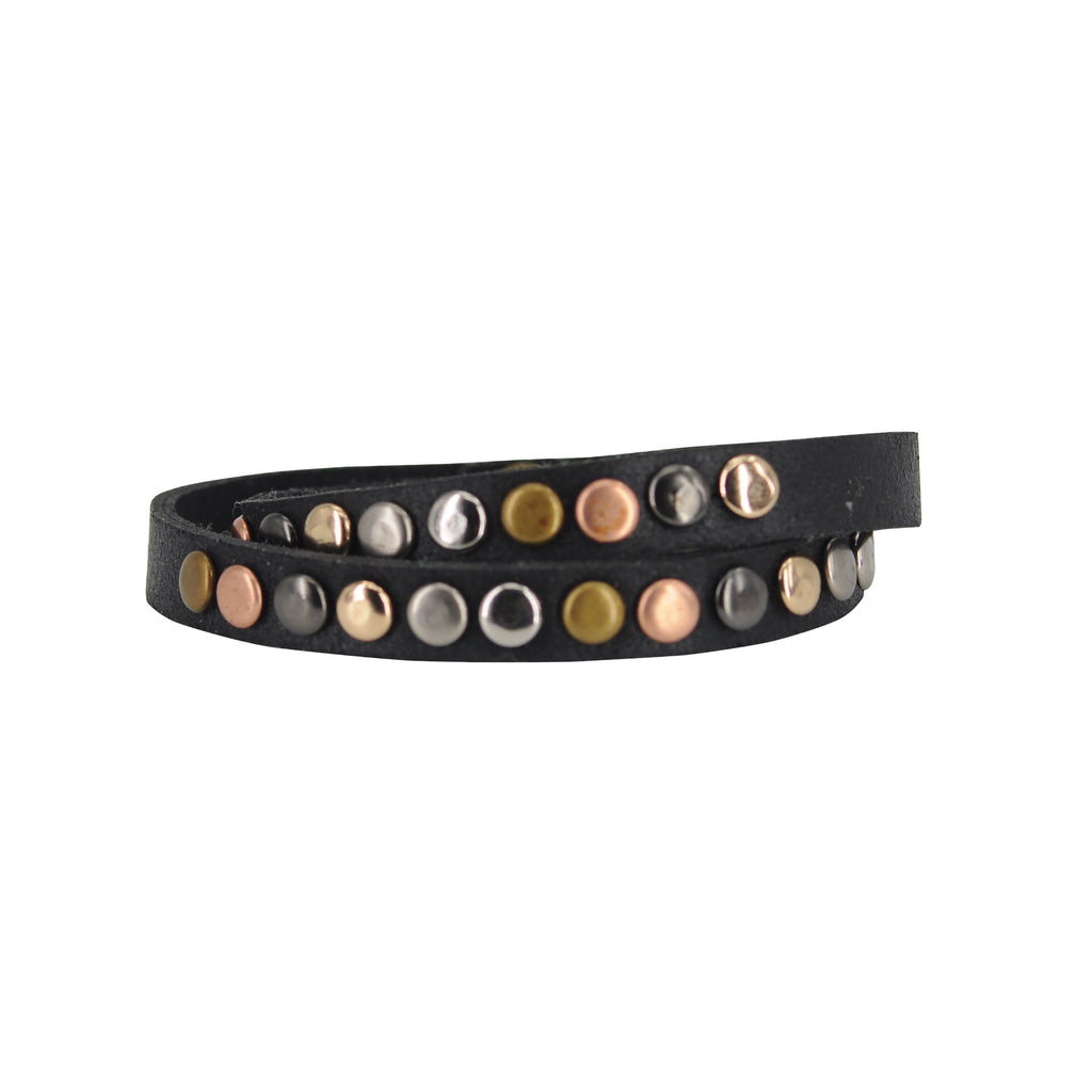 Multi Studded Leather Bracelet - mostwantedusa