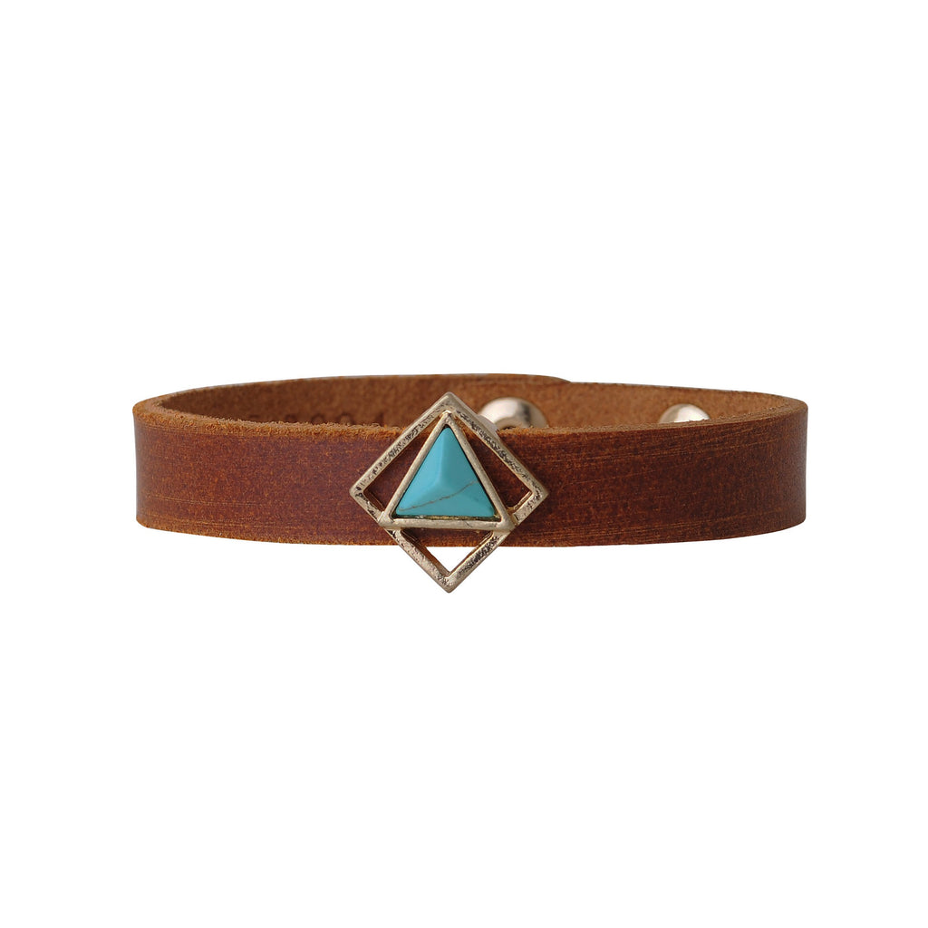 Triangle Marble Stone Leather Bracelet - mostwantedusa