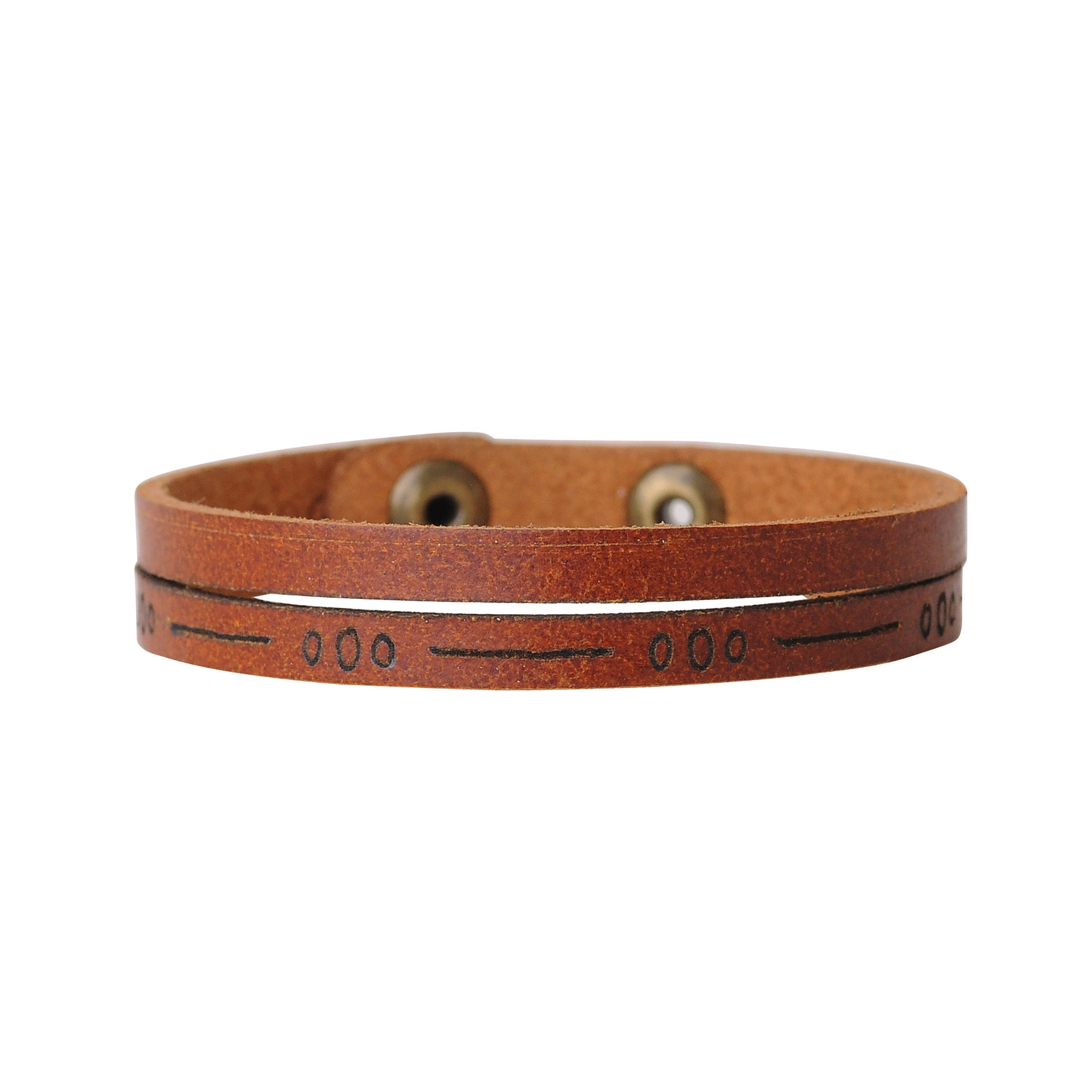 Double Wrap Leather Bracelet with Copper Stud