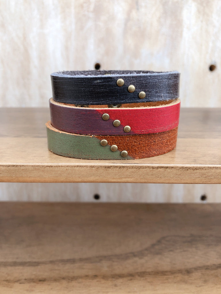 2096 - Two tone leather bracelet - Most Wanted USA