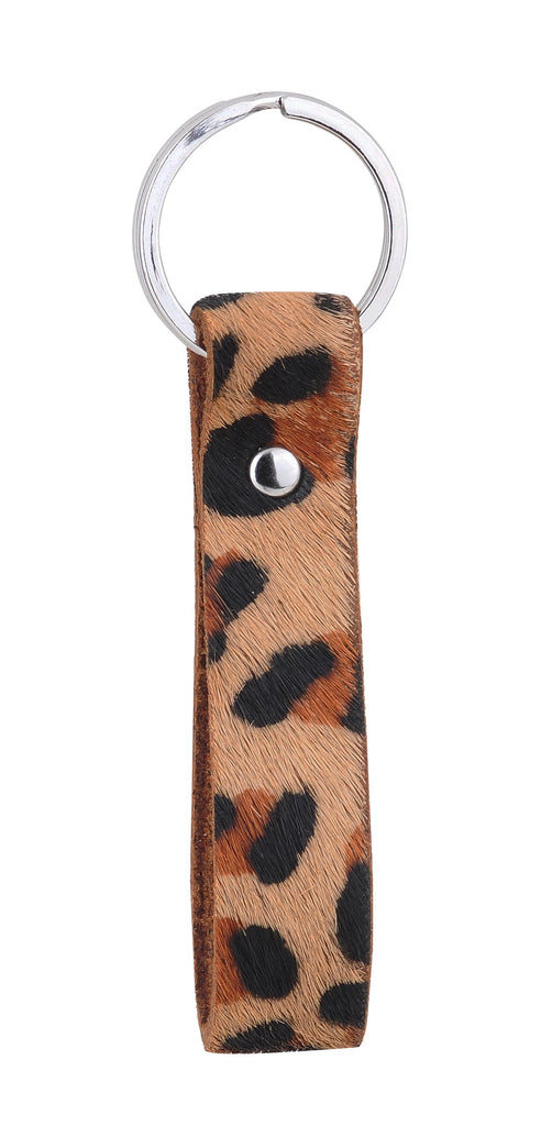 Leopard Print Calf Hair Leather Keychain
