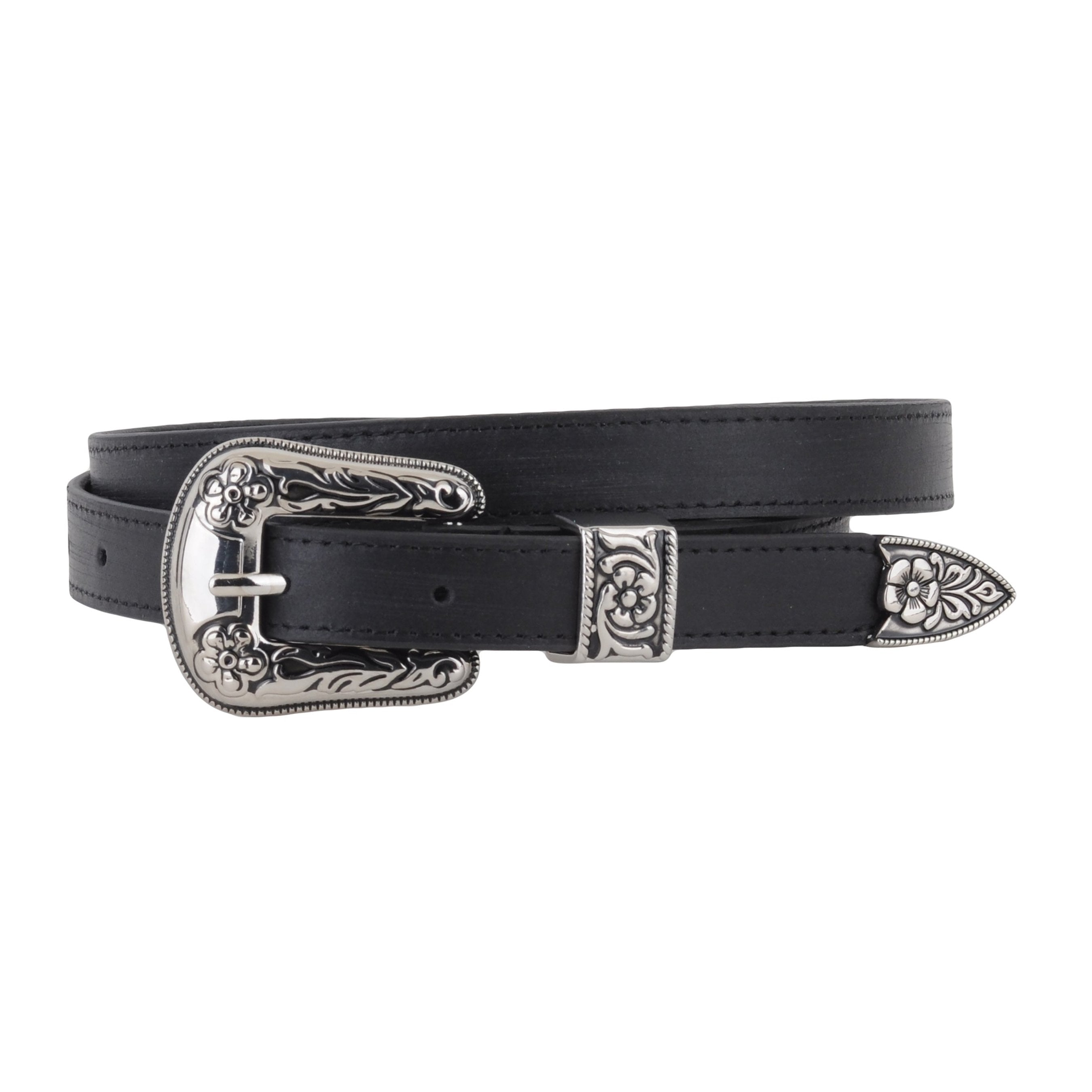 XZQTIVE Women Men Western Belt Vintage Country Belts for Cowgirl Cowboys Genuine Leather Belt with Silver Diamond Buckle