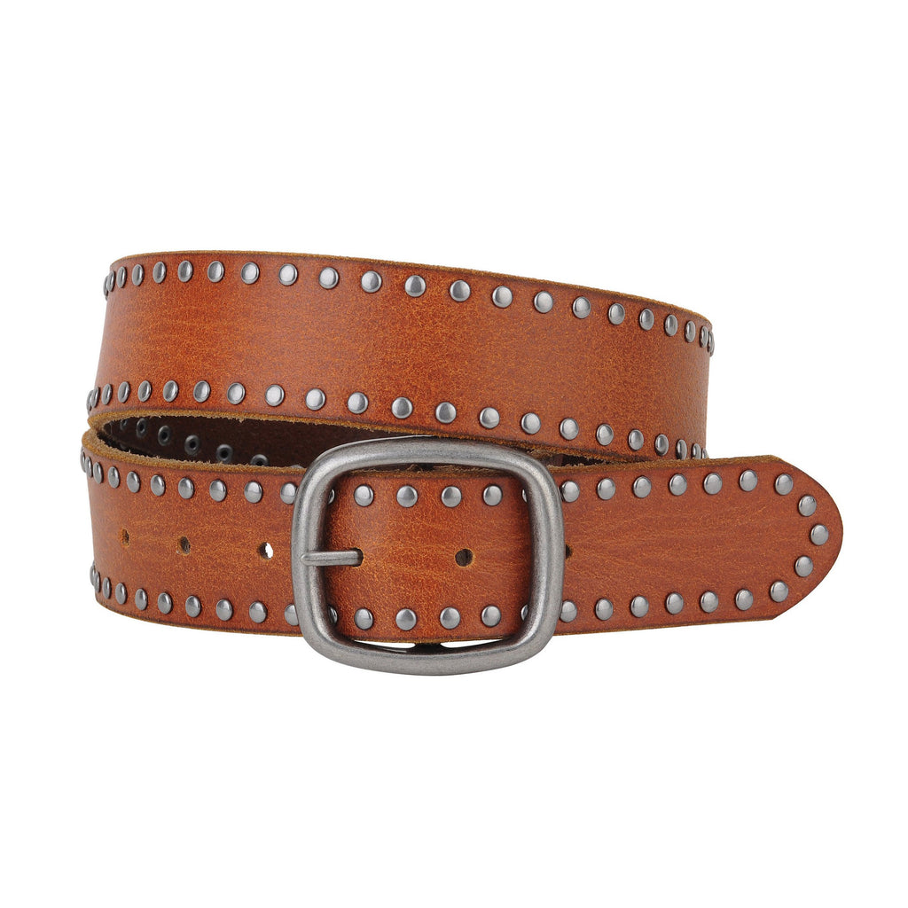 Grunge Stud Lined Leather Belt - mostwantedusa