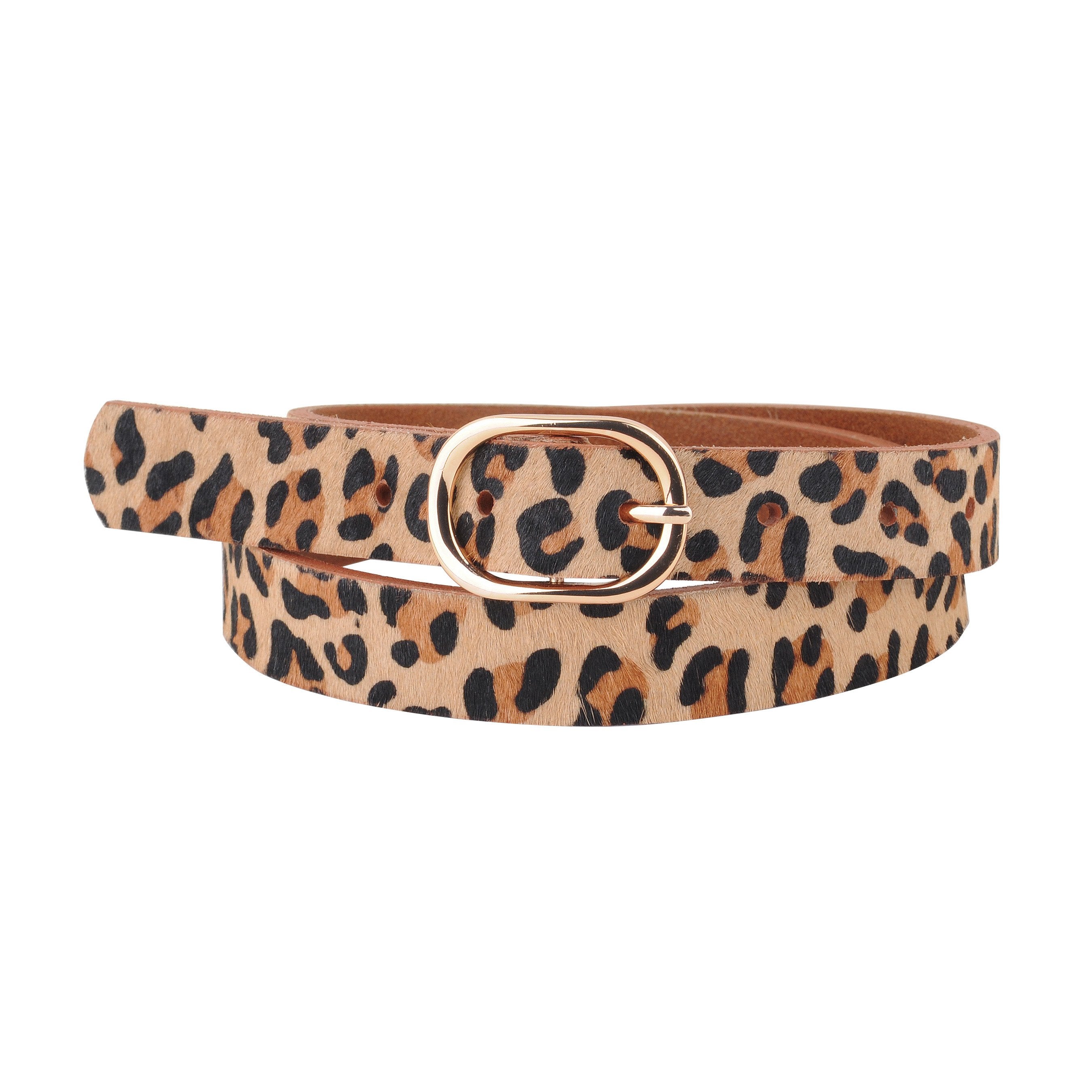 バルマン レディース ベルト アクセサリー Leopard-Print Calf Hair Belt