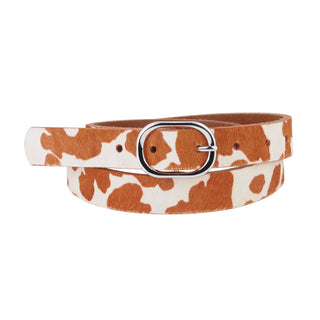 Cow Print Calf Hair Western Buckle Leather Belt - mostwantedusa