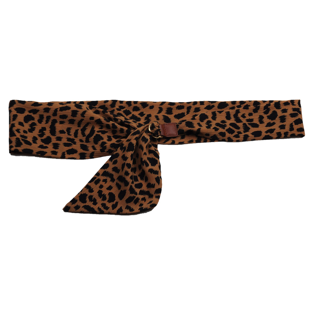 Cheetah Print Scarf Women Belt with Gold Buckle