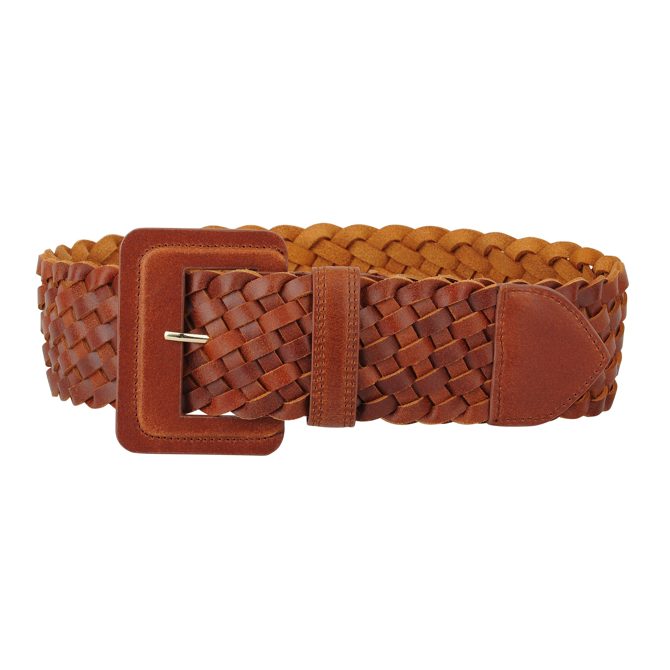 Wide Woven Braided Leather Belt
