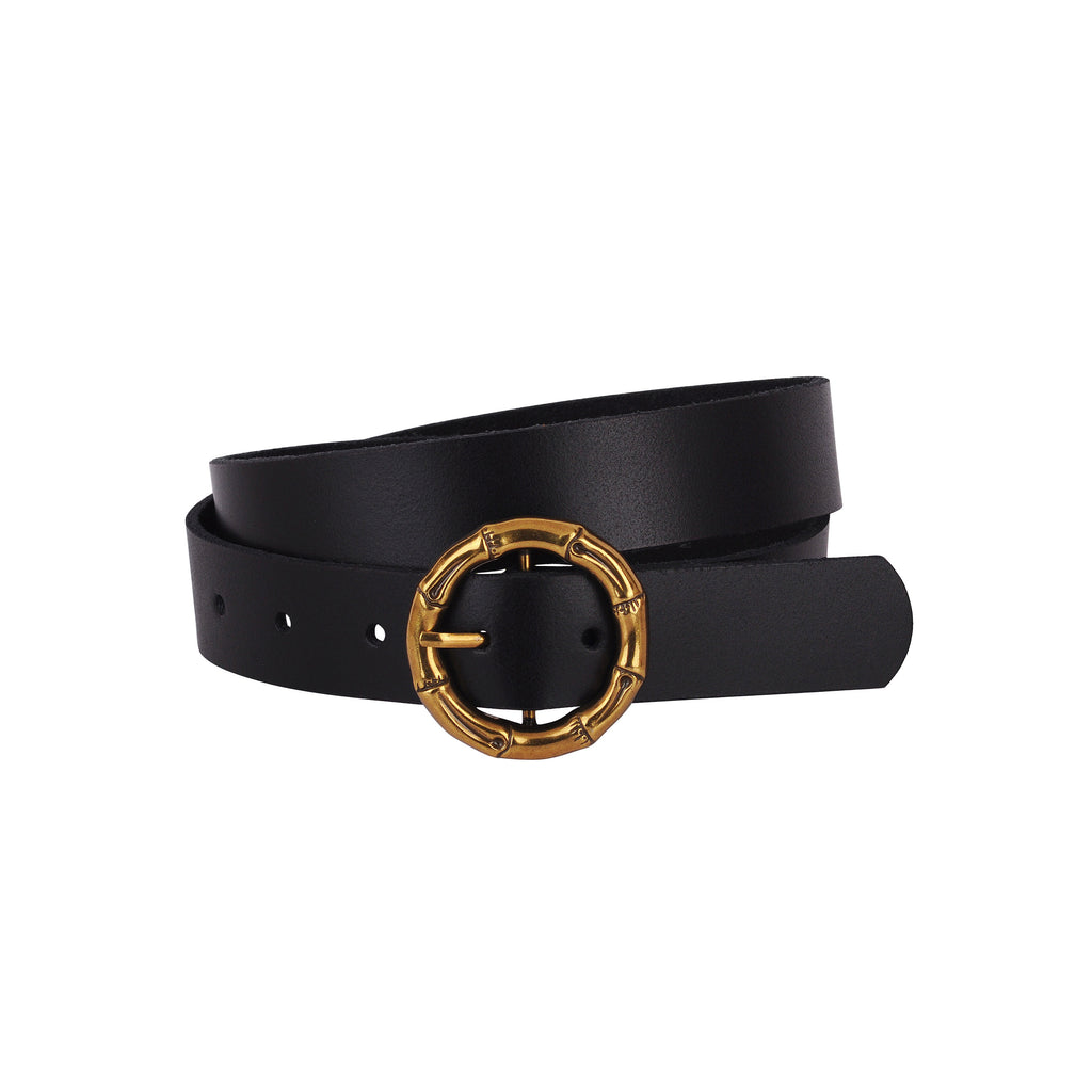 Bamboo Joint Circle Buckle Leather Women Belt - Most Wanted USA