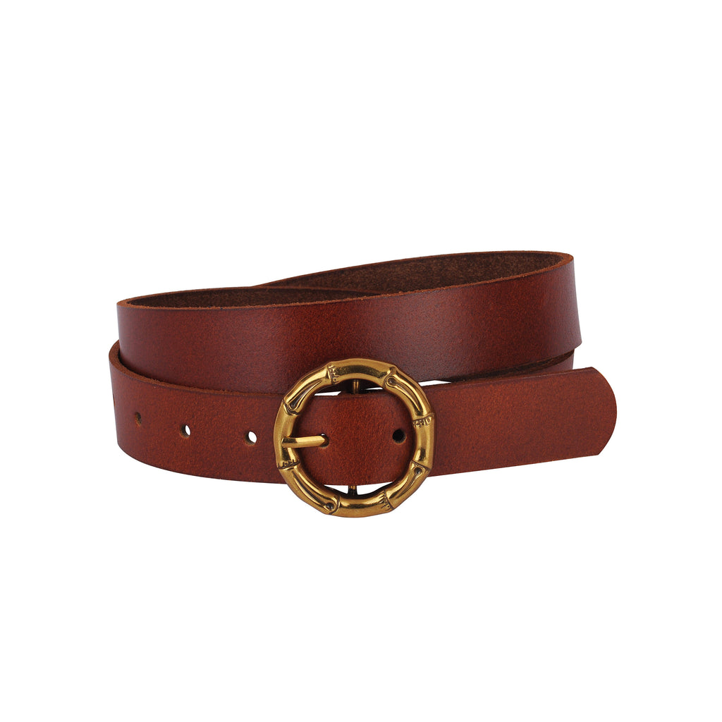Bamboo Joint Circle Buckle Leather Women Belt - Most Wanted USA